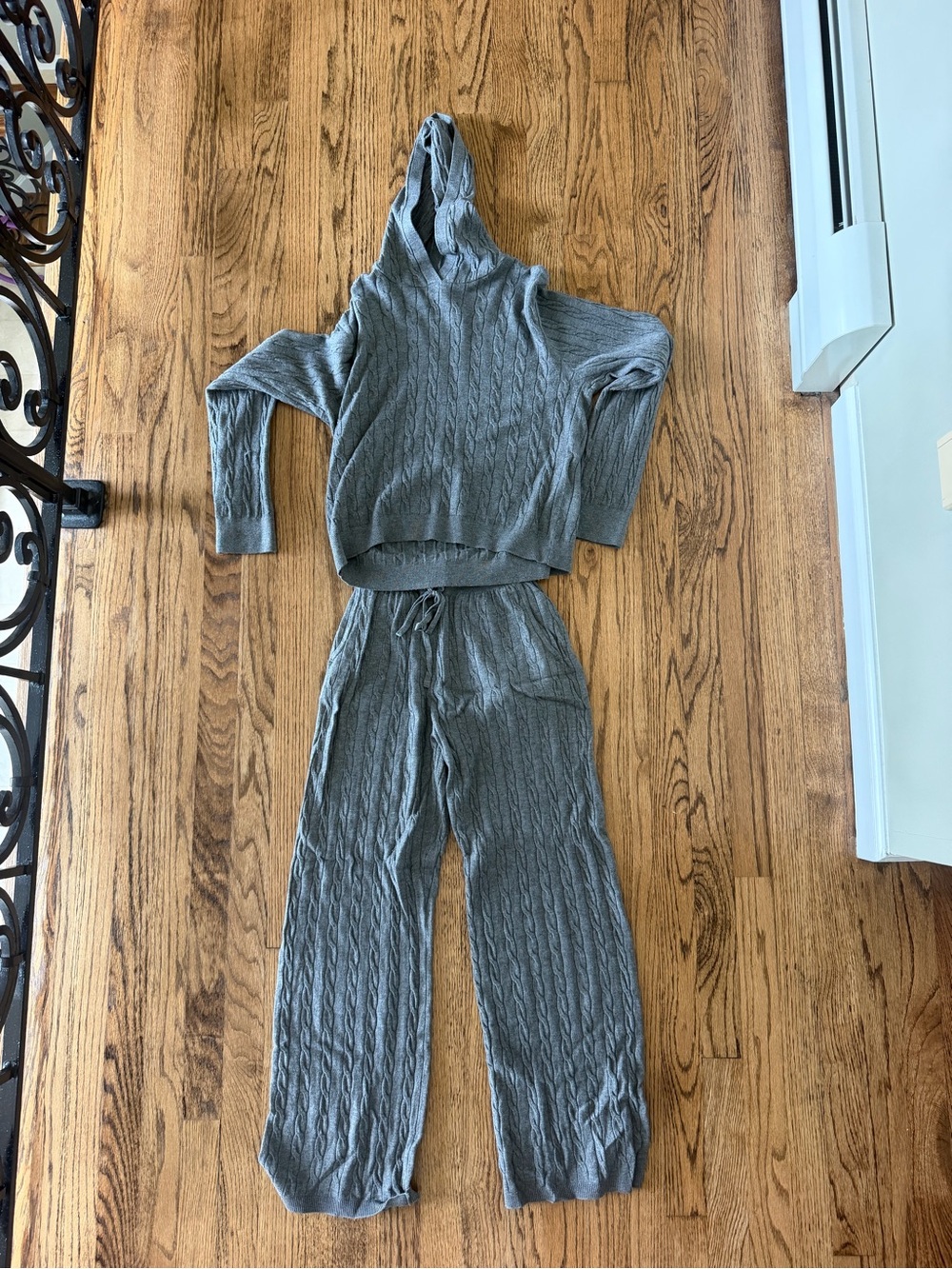 UNIQLO Cozy Cable-Knit Hooded Lounge Set - Gray
